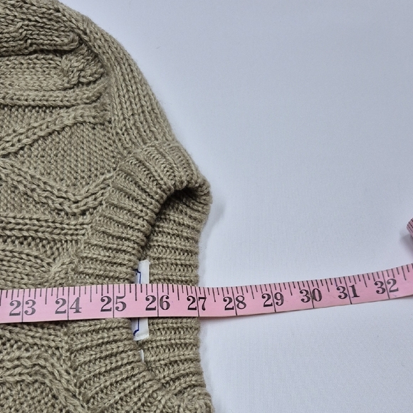 Vintage Men's Classic Cable Knit Crewneck Sweater  Unisex Size Large Tan - Picture 11 of 11